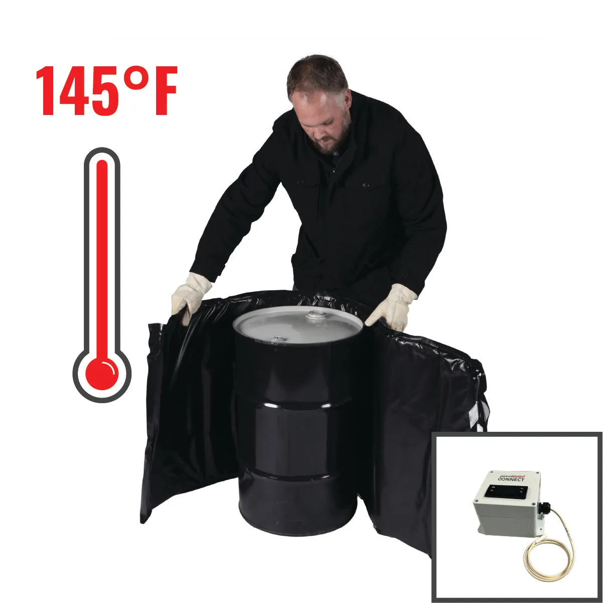 15 Gallon Insulated Drum Heater 145°F Smart Controller (120V)