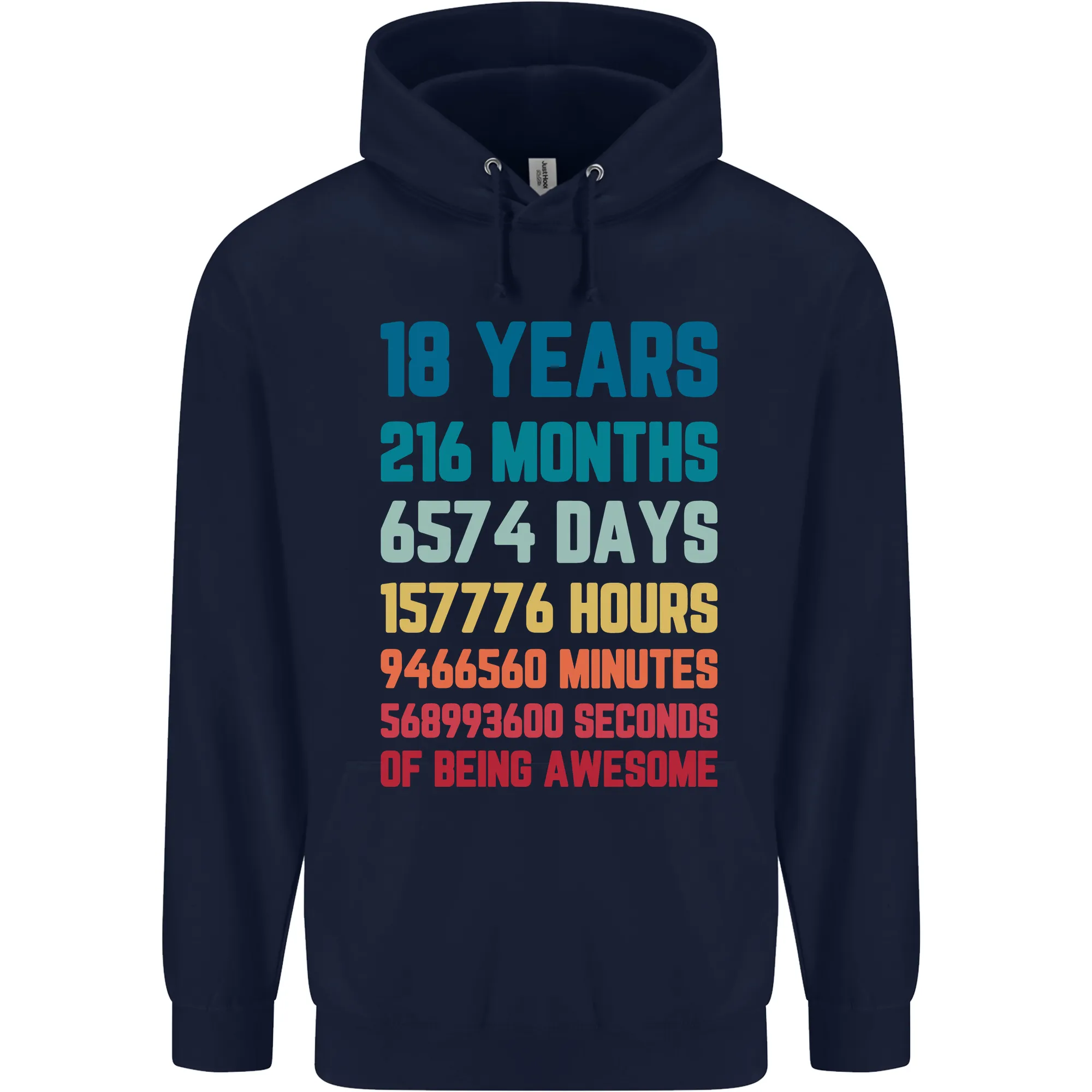 18th Birthday 18 Year Old Mens 80% Cotton Hoodie