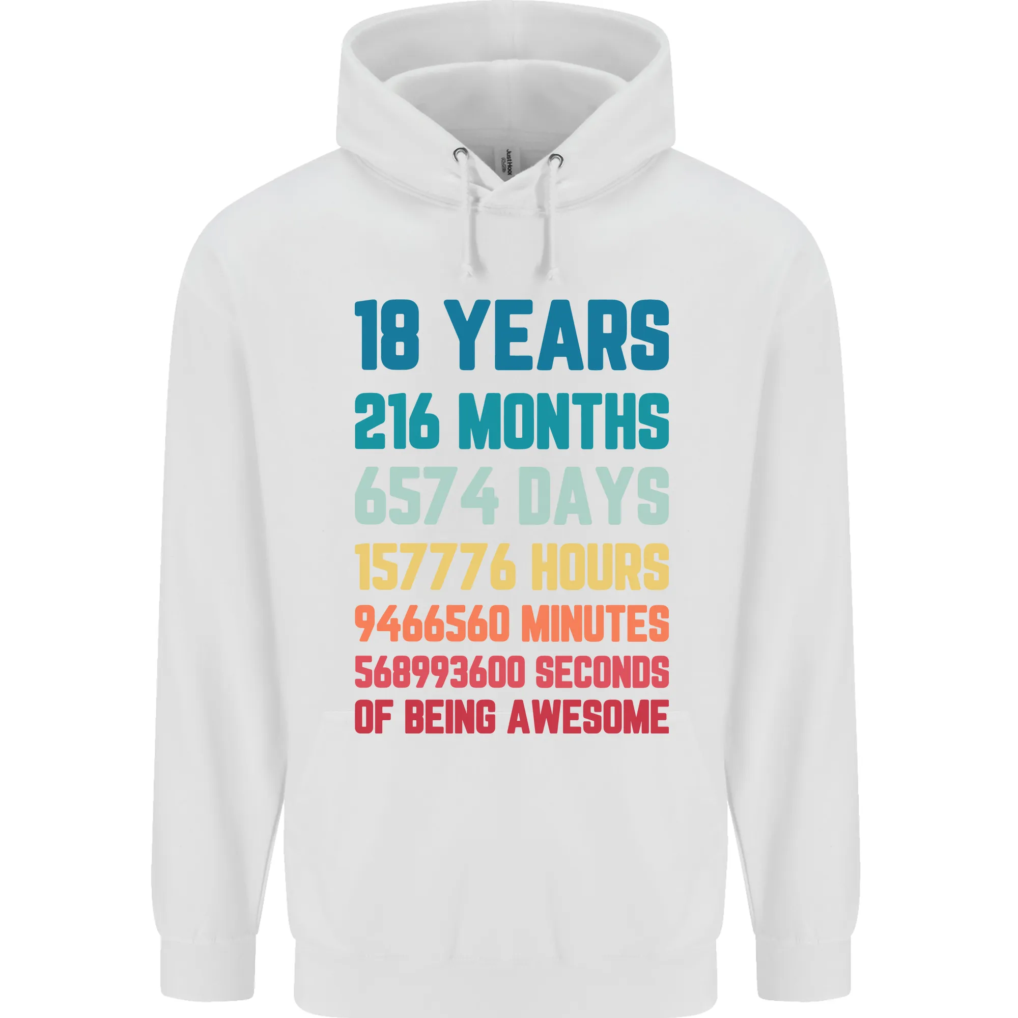 18th Birthday 18 Year Old Mens 80% Cotton Hoodie