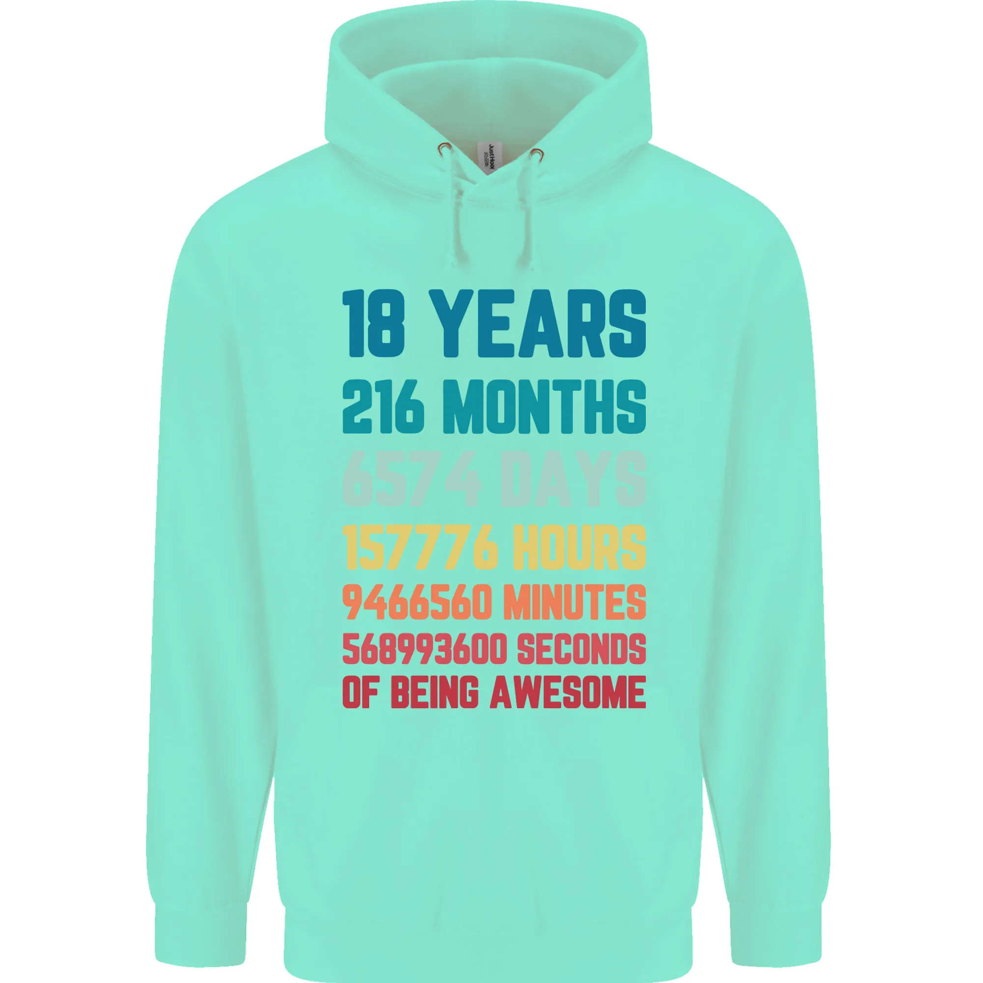 18th Birthday 18 Year Old Mens 80% Cotton Hoodie