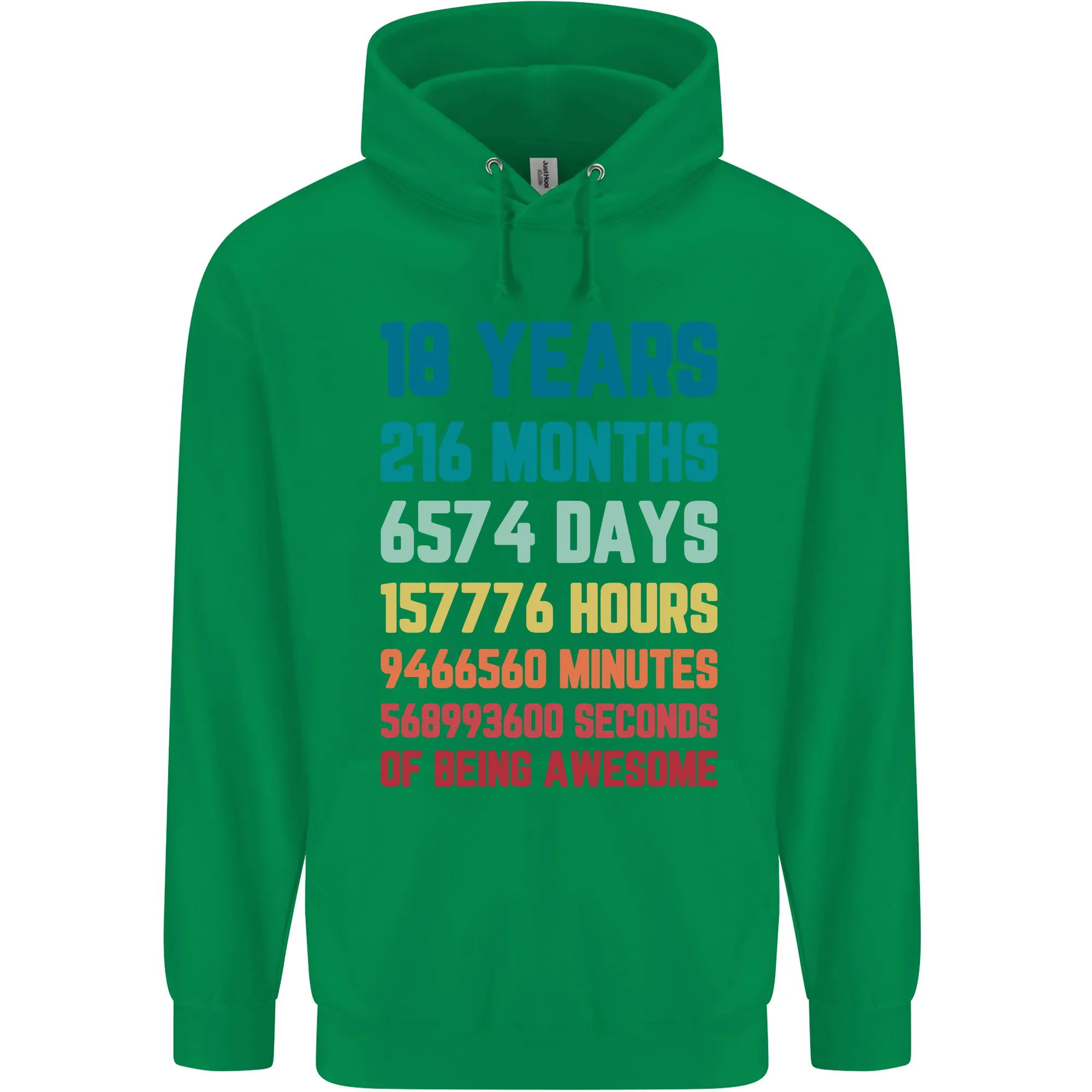 18th Birthday 18 Year Old Mens 80% Cotton Hoodie