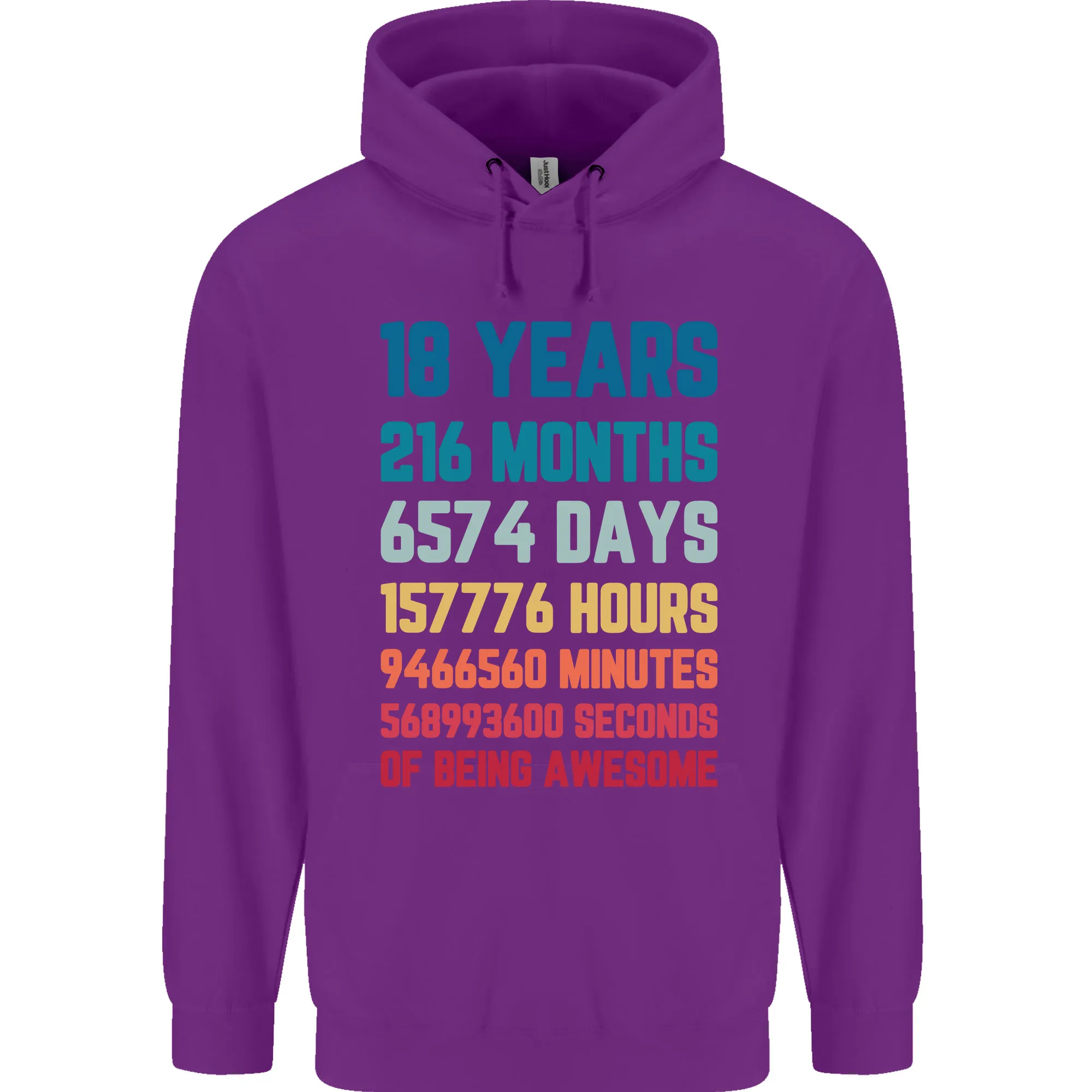 18th Birthday 18 Year Old Mens 80% Cotton Hoodie