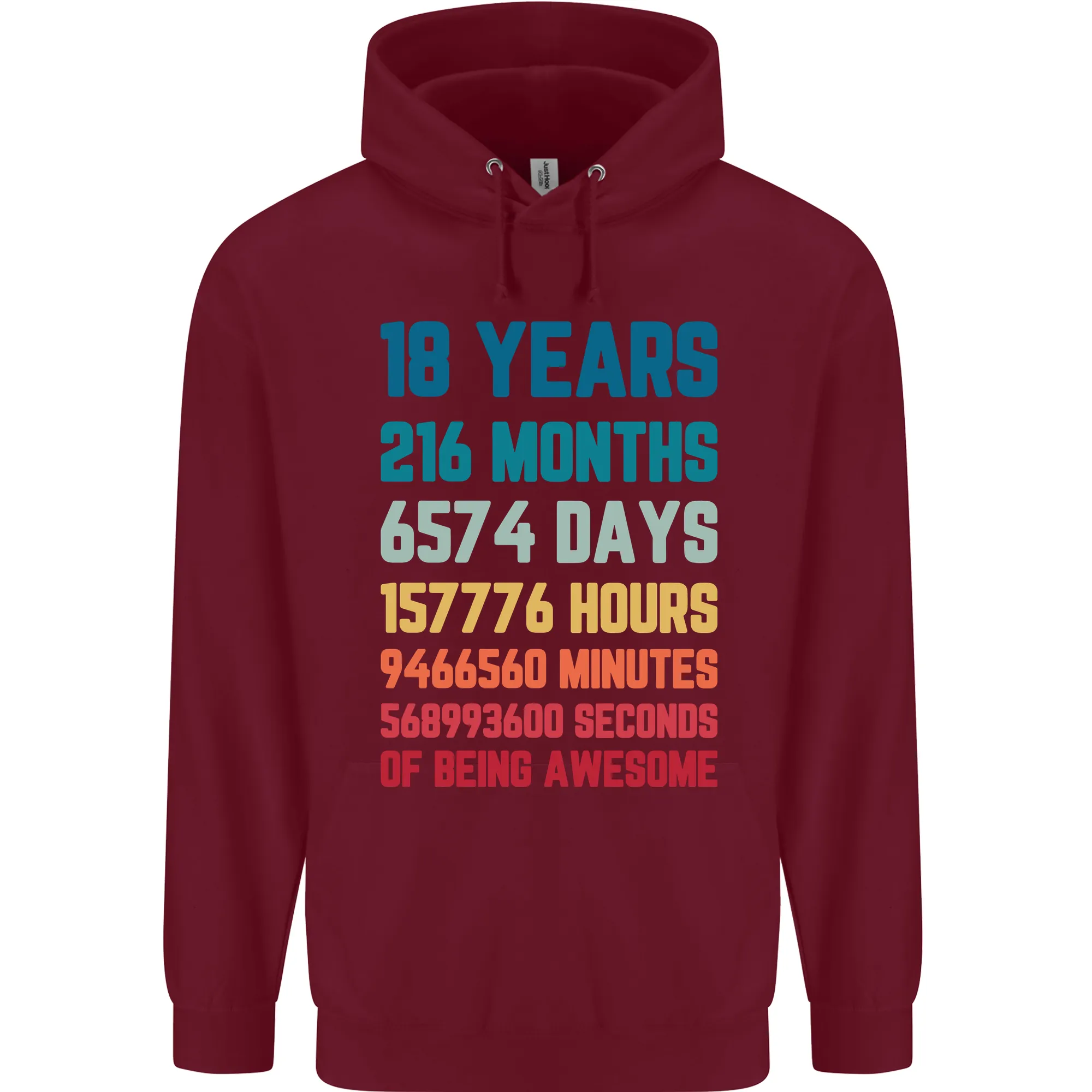 18th Birthday 18 Year Old Mens 80% Cotton Hoodie