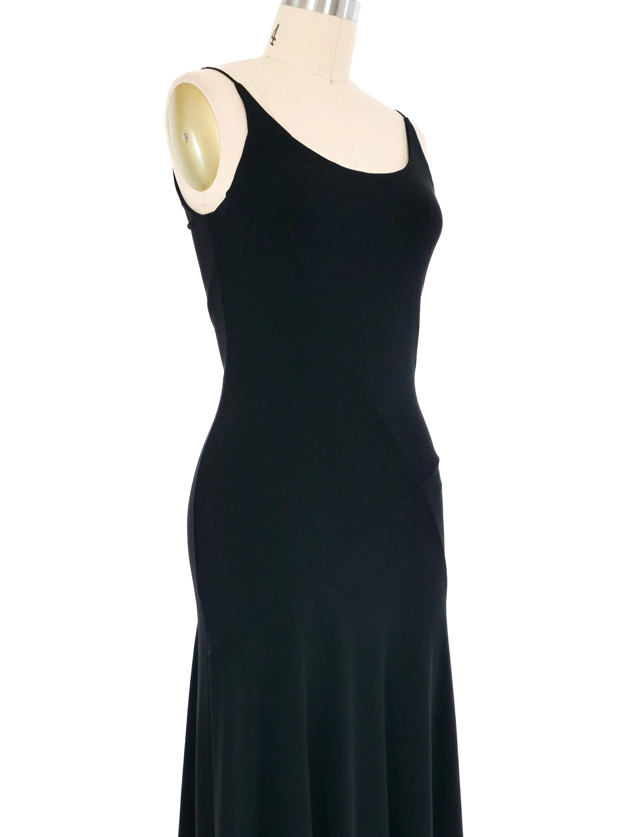 1990s Herve Leger Black Jersey Slip Dress