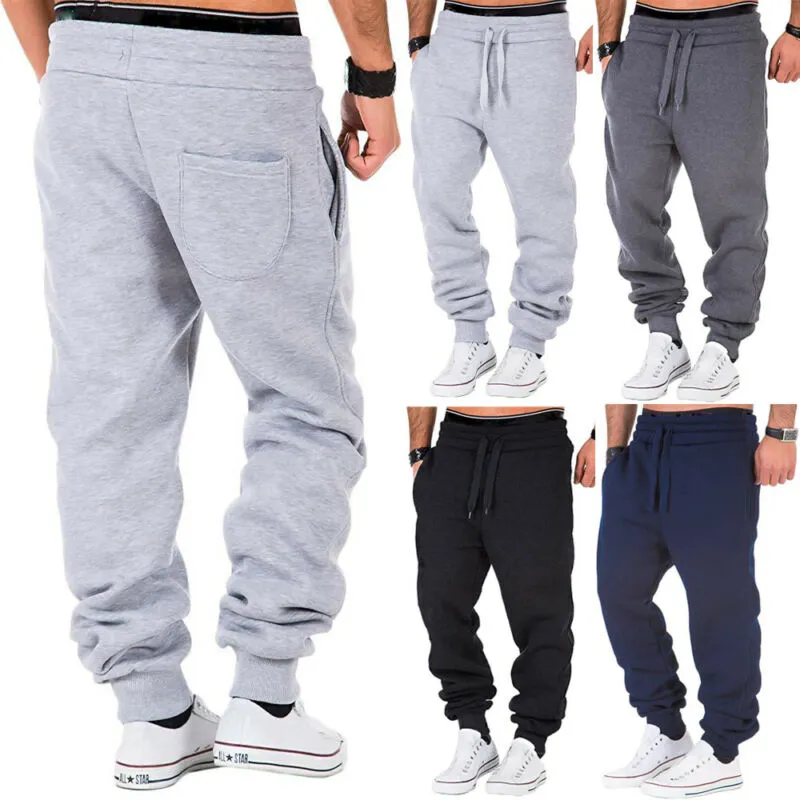 2021 New Men's Loose Trousers Sport Gym Exercise Tracksuit Skinny Jogging Joggers Sweat Rope Tie Pants Mens Slim Fit Pants