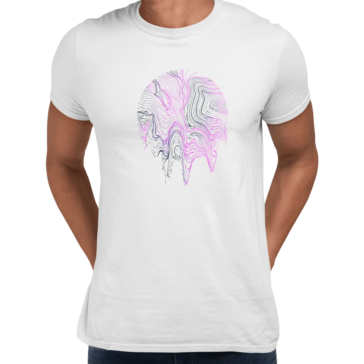 3D Vapor wave abstract liquid Fluid Sphere  Surreal Unique Design T-shirt