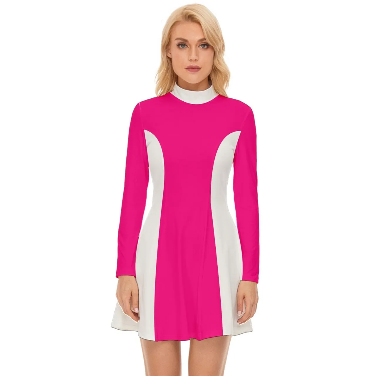 60s Dress Style, Mod Dress, Fuchsia Pink Mod Dress, Color Block Dress, 60s Pink Dress, GOGO Dress, 60s style. 60s mini dress, Retro Dress