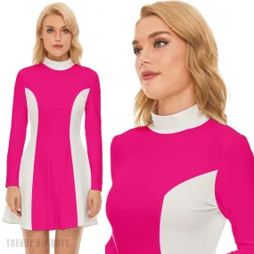 60s Dress Style, Mod Dress, Fuchsia Pink Mod Dress, Color Block Dress, 60s Pink Dress, GOGO Dress, 60s style. 60s mini dress, Retro Dress