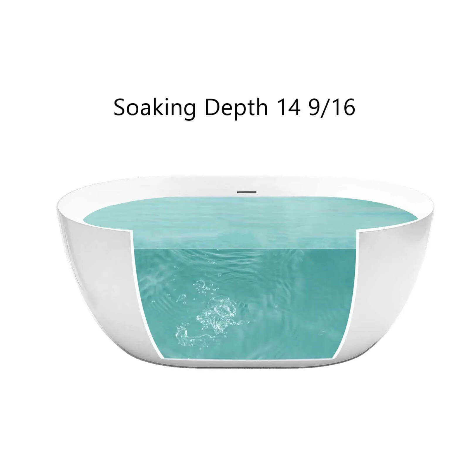 67" Large Oval Acrylic Soaking Tub with Freestanding Design