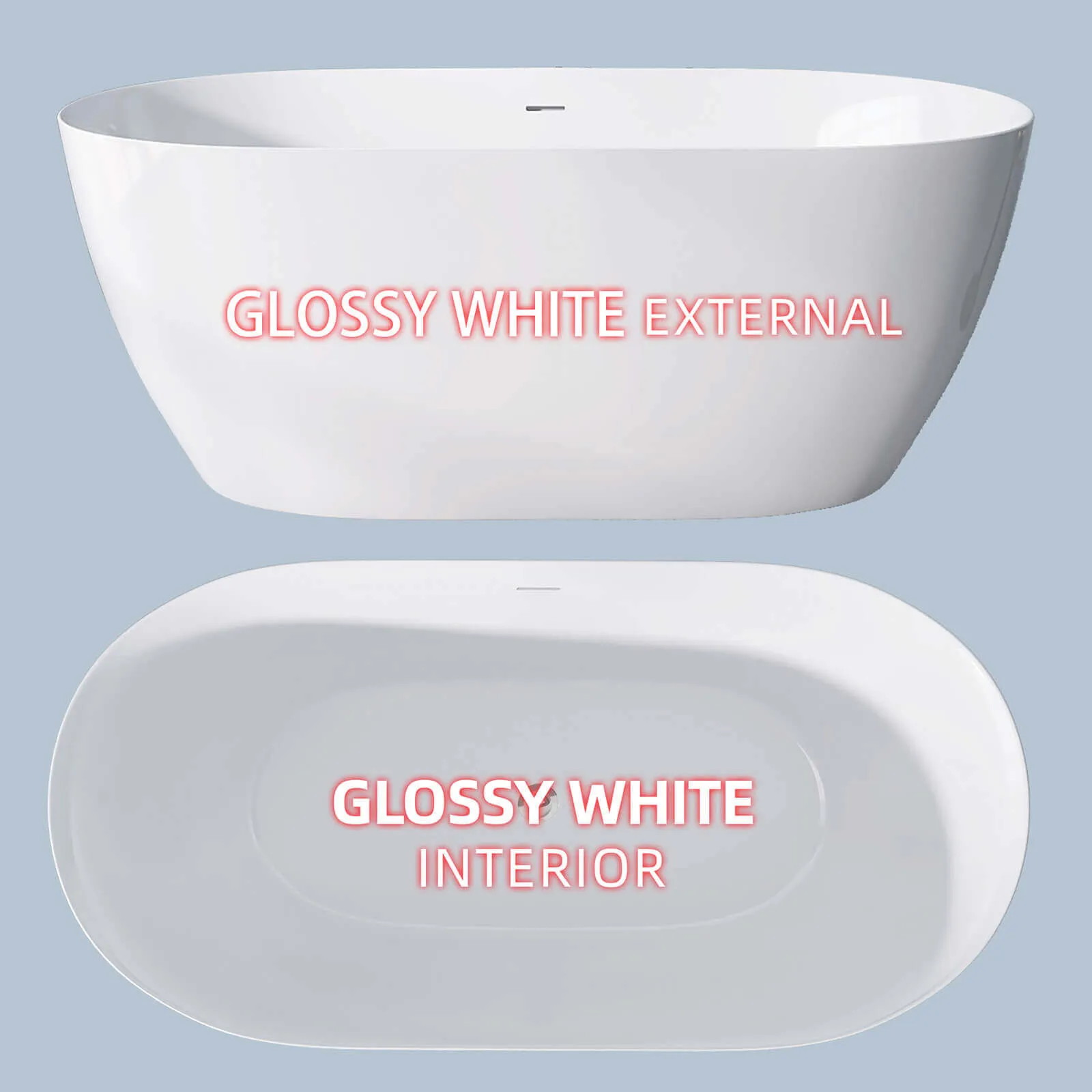 67" Large Oval Acrylic Soaking Tub with Freestanding Design