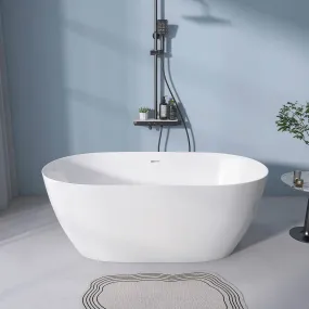 67" Large Oval Acrylic Soaking Tub with Freestanding Design