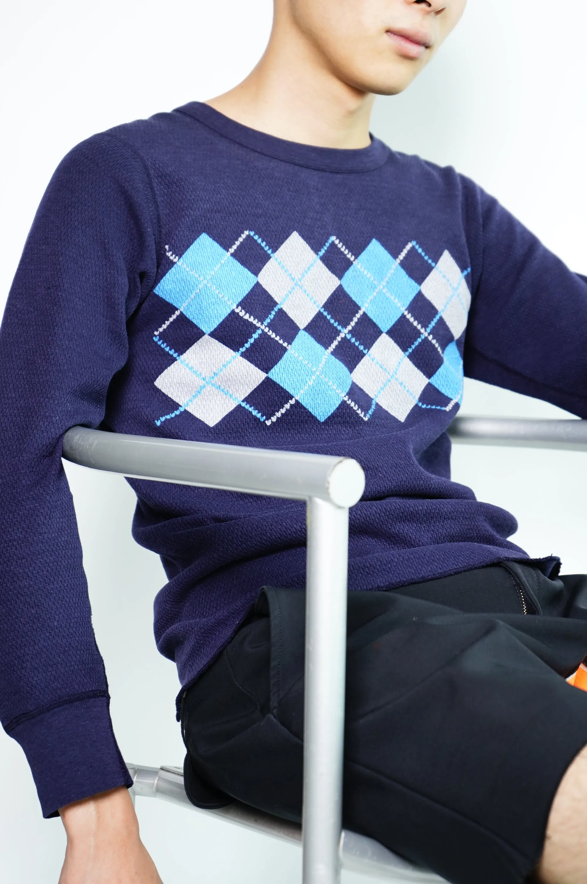 70's "Hanes" -Argyle Pattern Thermal L/S Tee-