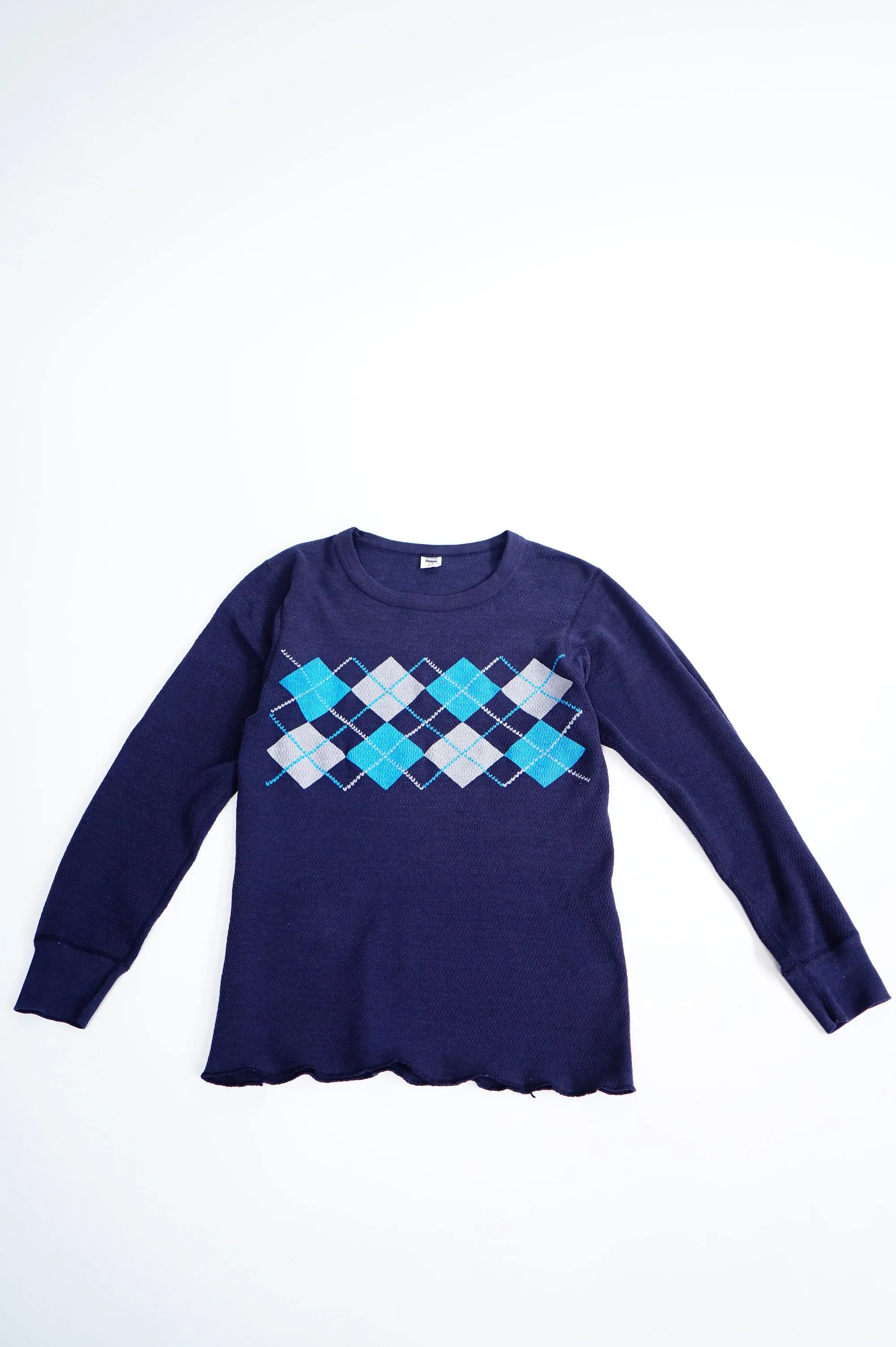 70's "Hanes" -Argyle Pattern Thermal L/S Tee-