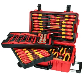 80 Piece Master Electrician's Insulated Tools Set in Rolling Hard Case