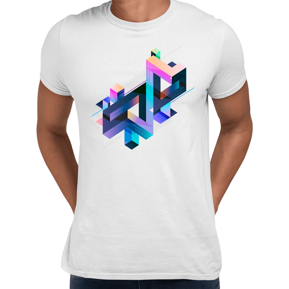 Abstract 3D multi-color geometrical composition T-Shirt