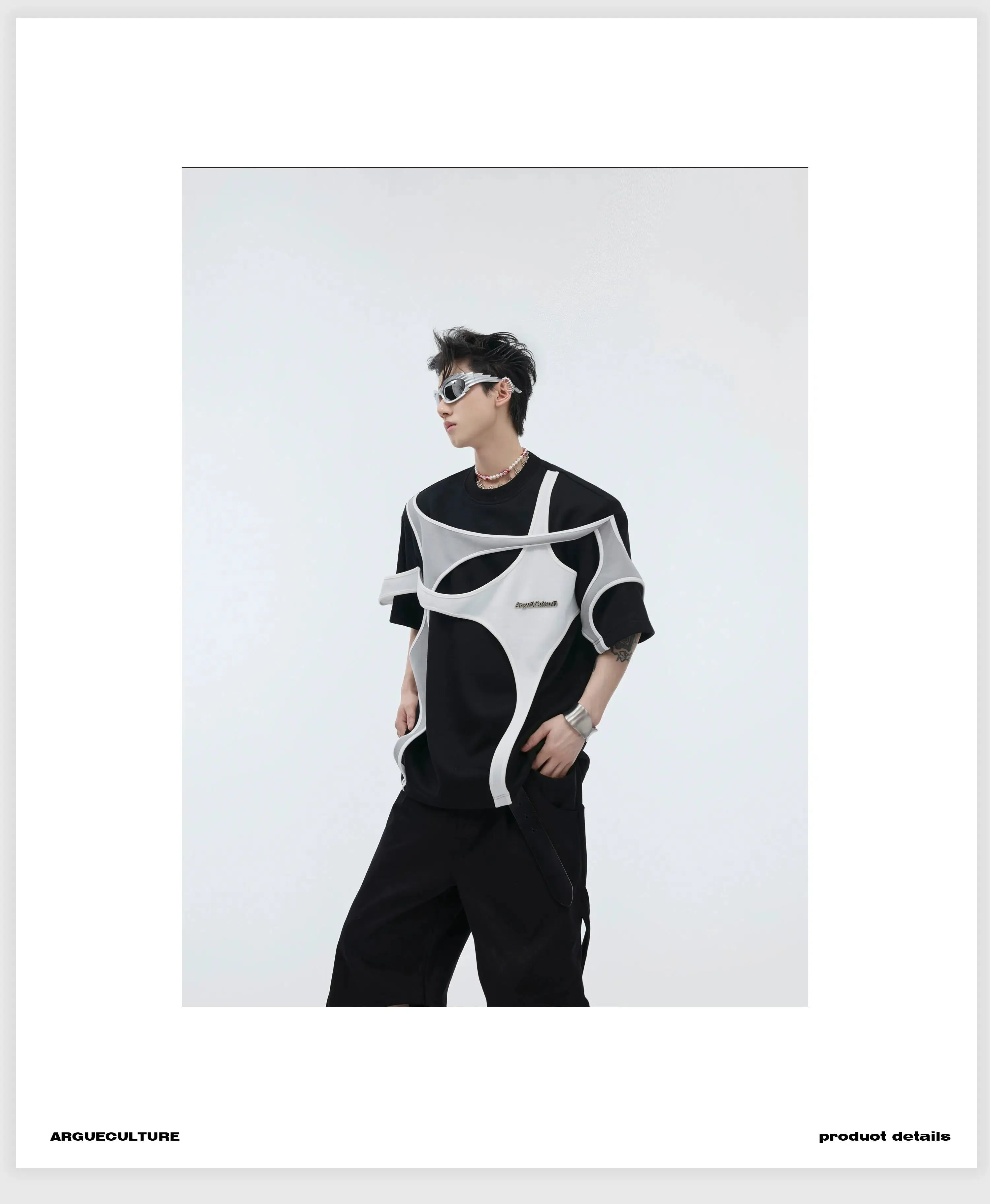 Abstract Contrast Splice T-Shirt