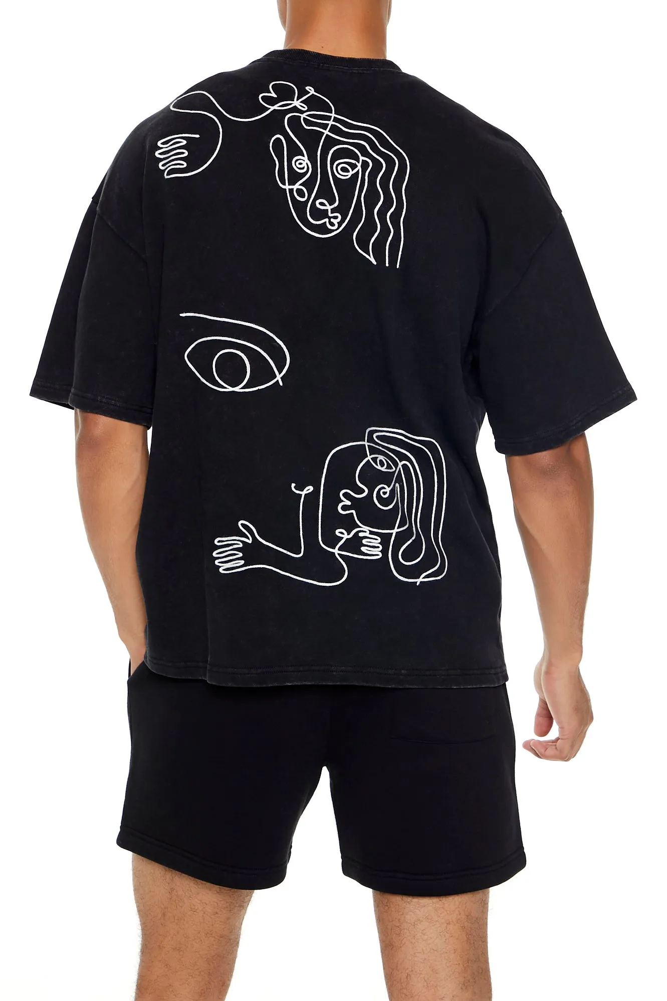 Abstract Embroidered Oversized T-Shirt