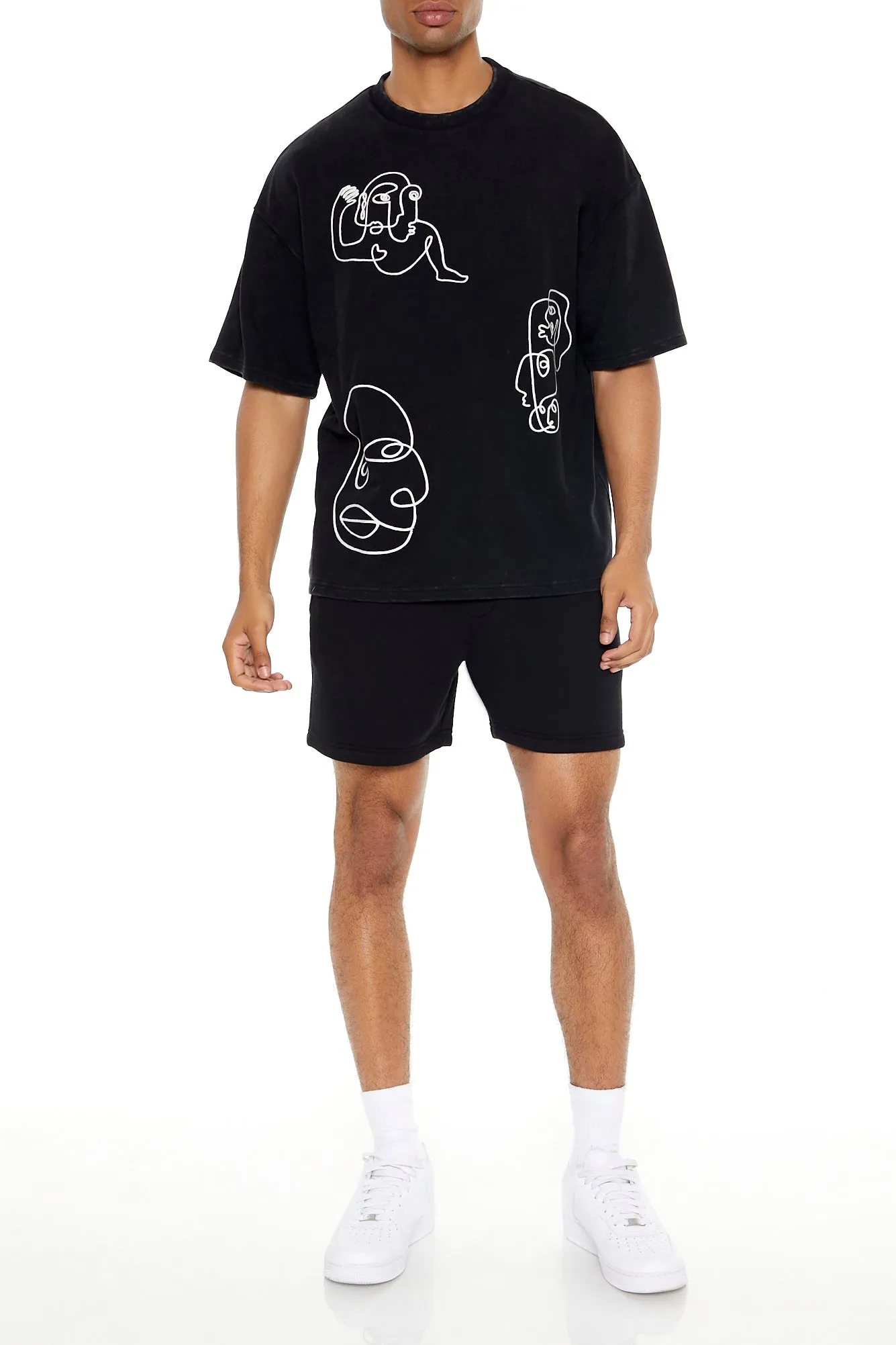 Abstract Embroidered Oversized T-Shirt