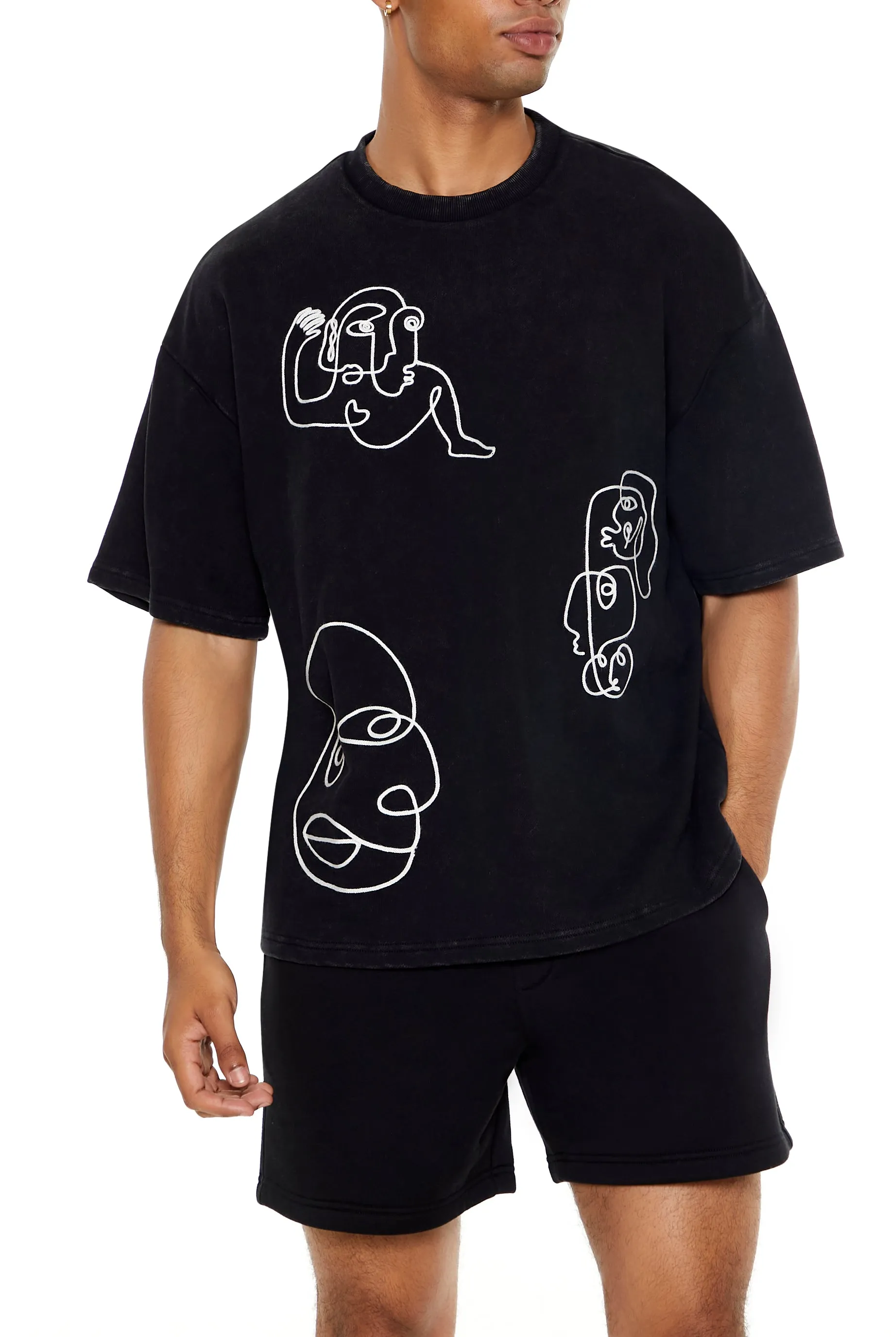 Abstract Embroidered Oversized T-Shirt