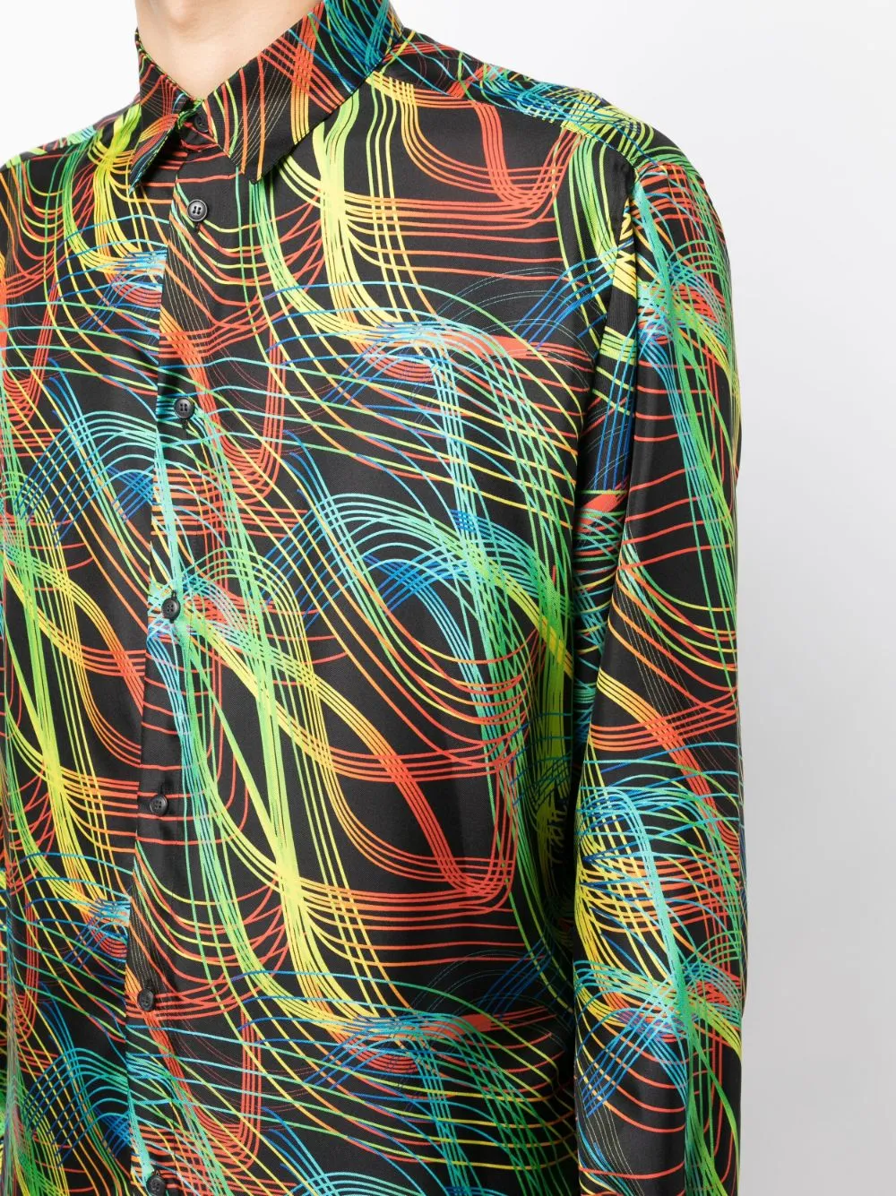 Abstract-Pattern Silk Shirt