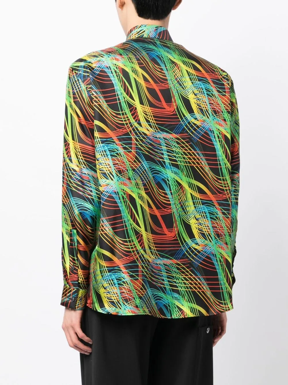 Abstract-Pattern Silk Shirt