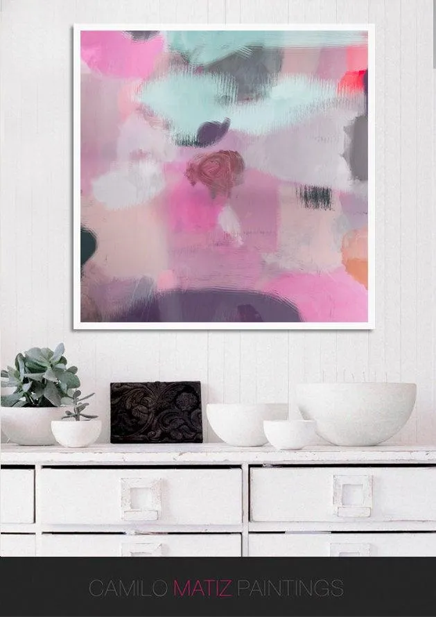 Abstract print, large modern wall art, abstract painting print, pink wall decor, living room wall art, Camilo Mattis