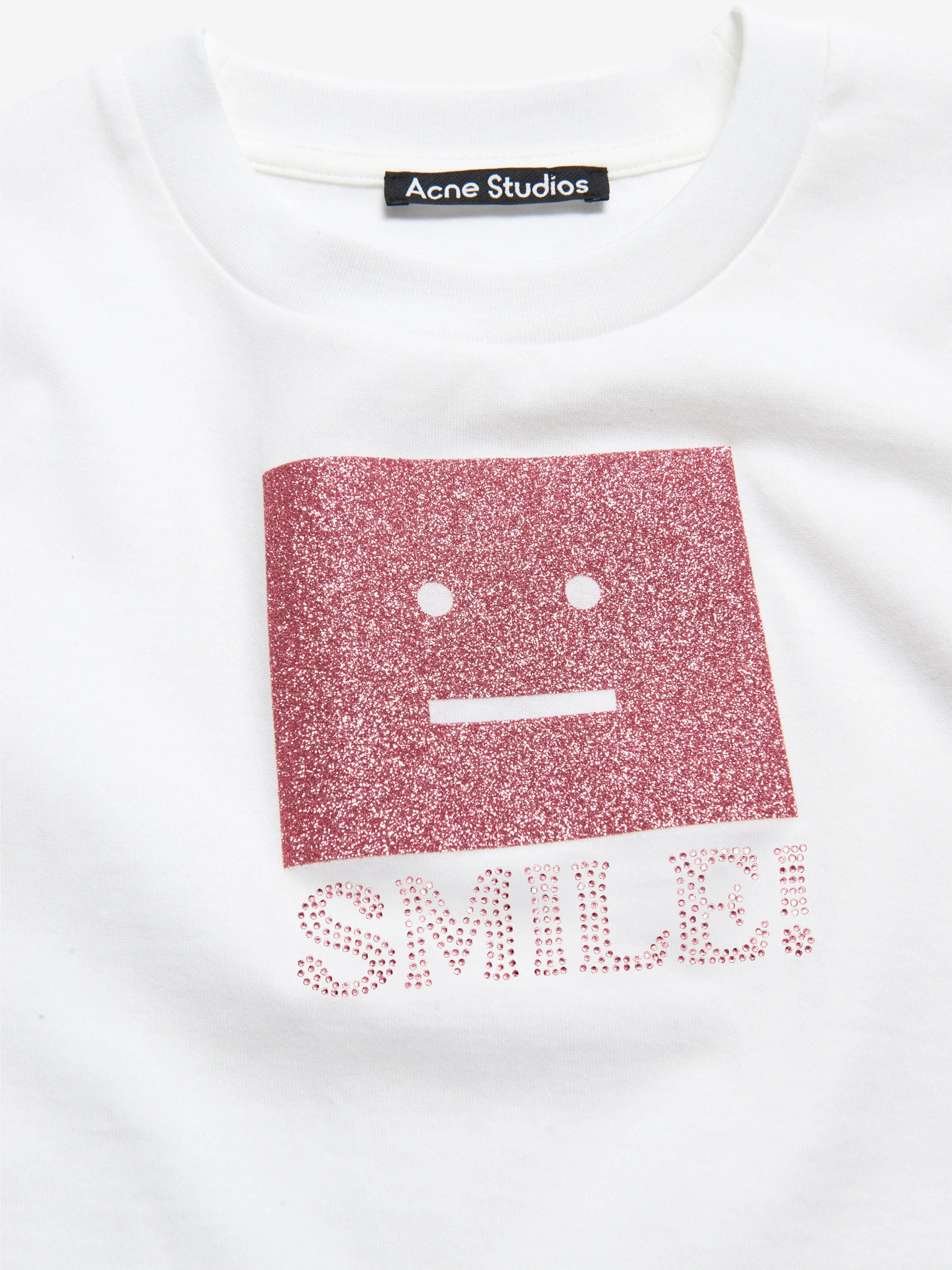 Acne Studios Kids Nash Smiling Face T-Shirt in White