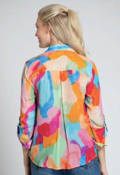 APNY Vibrant Abstract Print Button-up Top | Multi