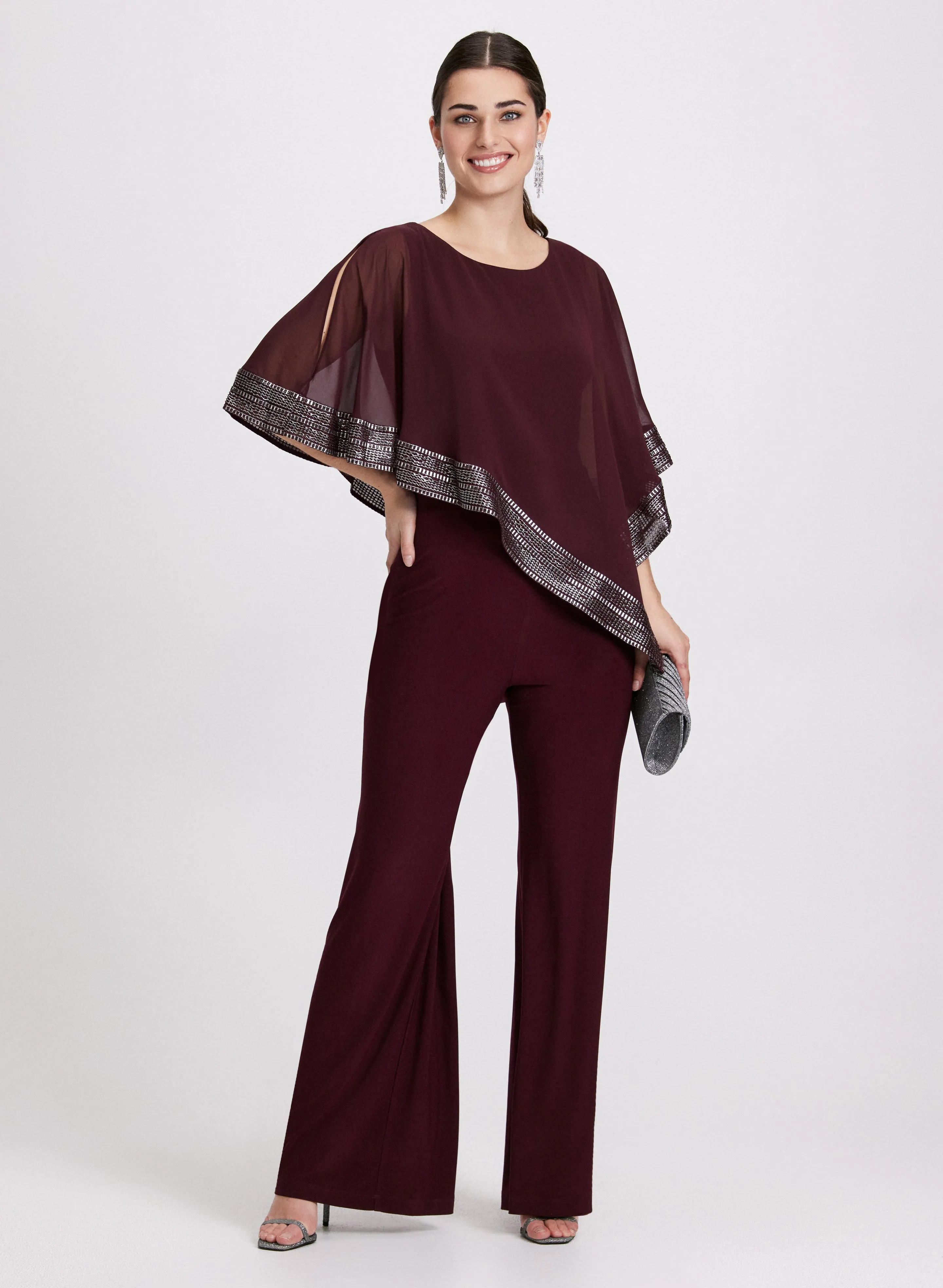 Asymmetric Cape Overlay Jumpsuit