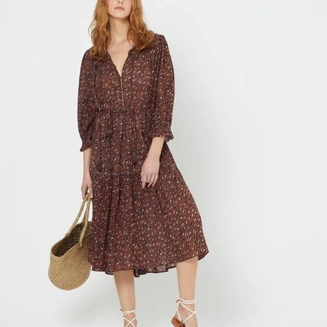 AUGUSTE THYME MIDI DRESS WINE BNWT SIZE S