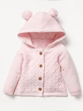 Baby Girls Knitted Jacket - Pink Ears (0-12m) (PK6) C05199