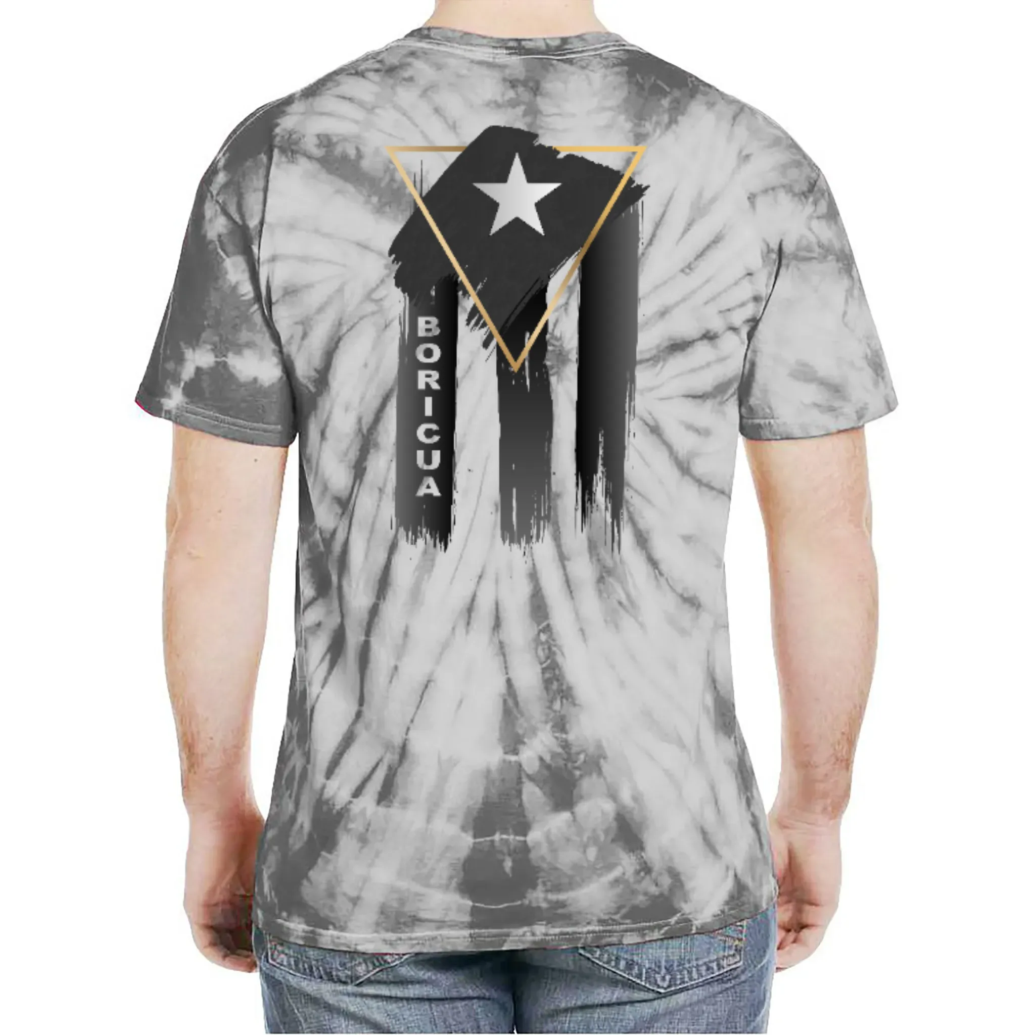 Badass Boricua Front and Back Image Tie-Dye T-Shirt