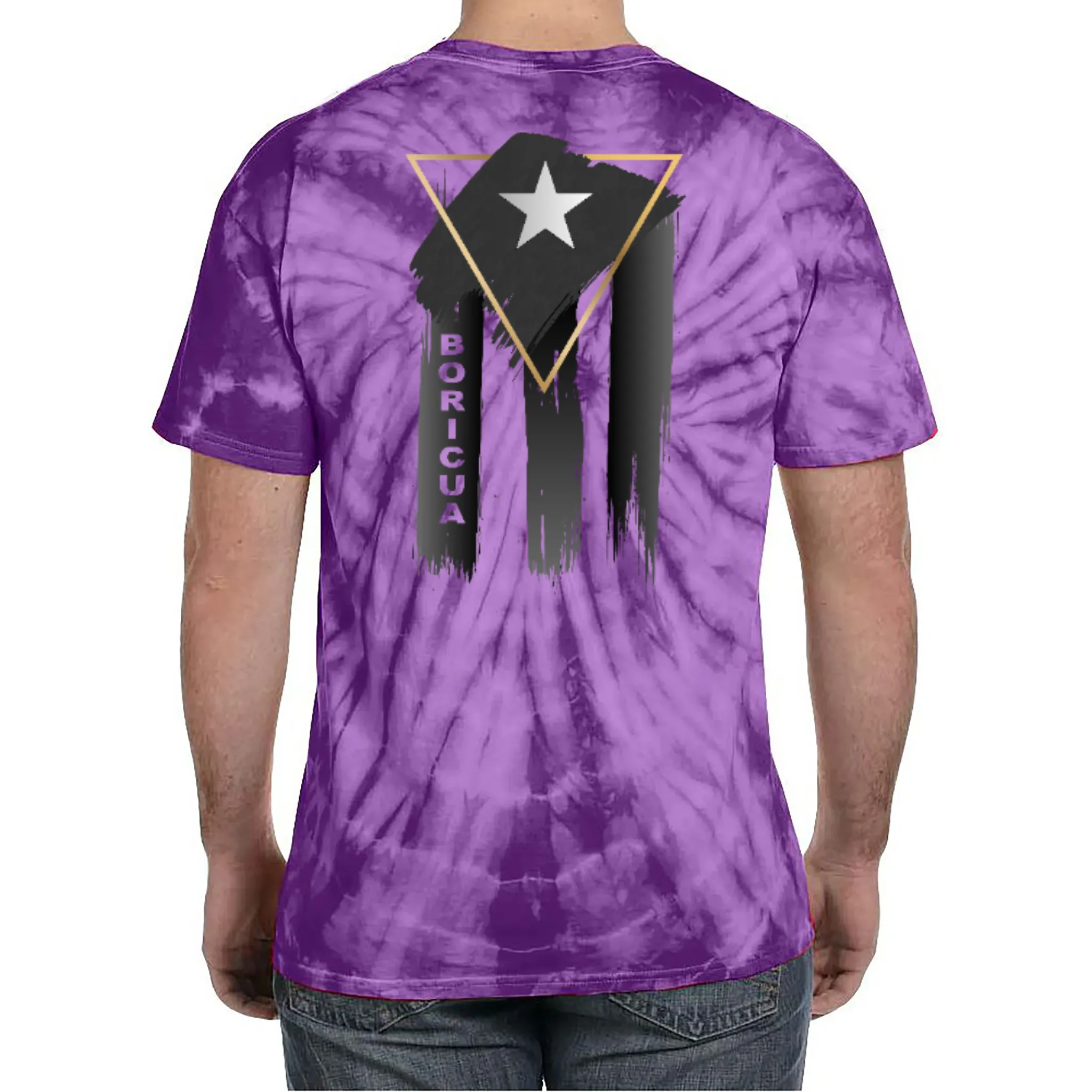 Badass Boricua Front and Back Image Tie-Dye T-Shirt