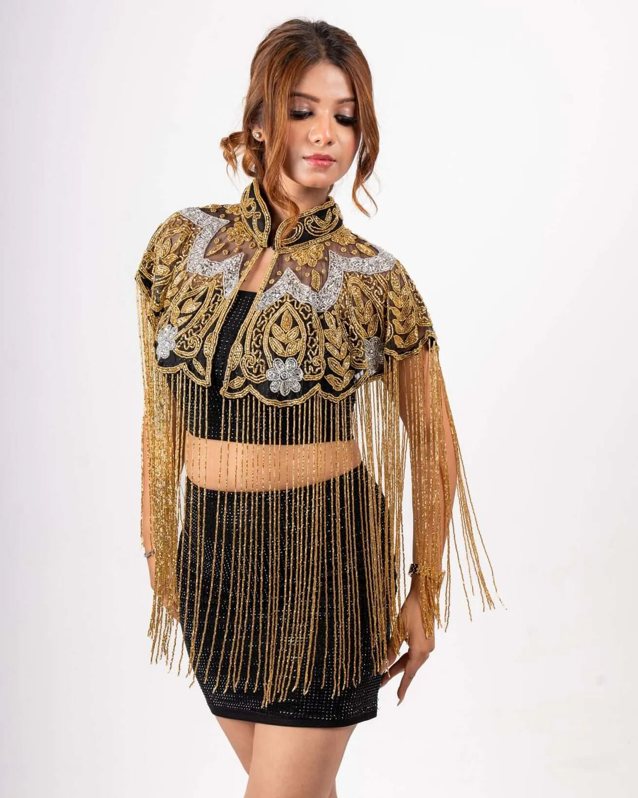 Black & Gold Beaded Shrug