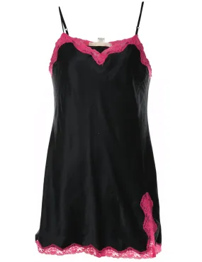 Black & Pink Contrast Y2K Slip Dress - M