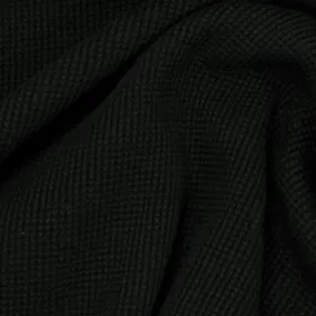 Black Organic Cotton Waffle Thermal Fabric - Grown in the USA