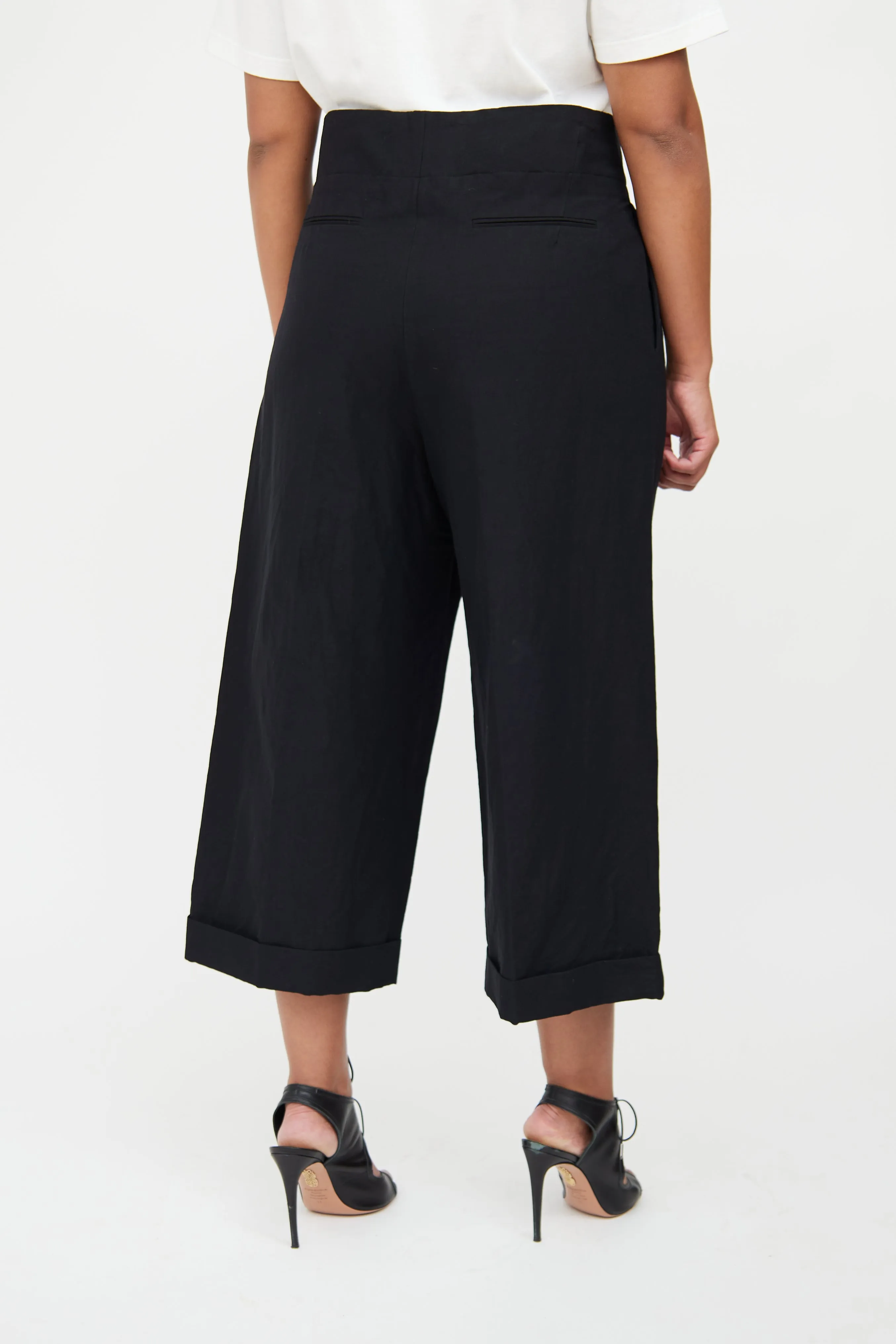 Black Pleat High Waist Pant