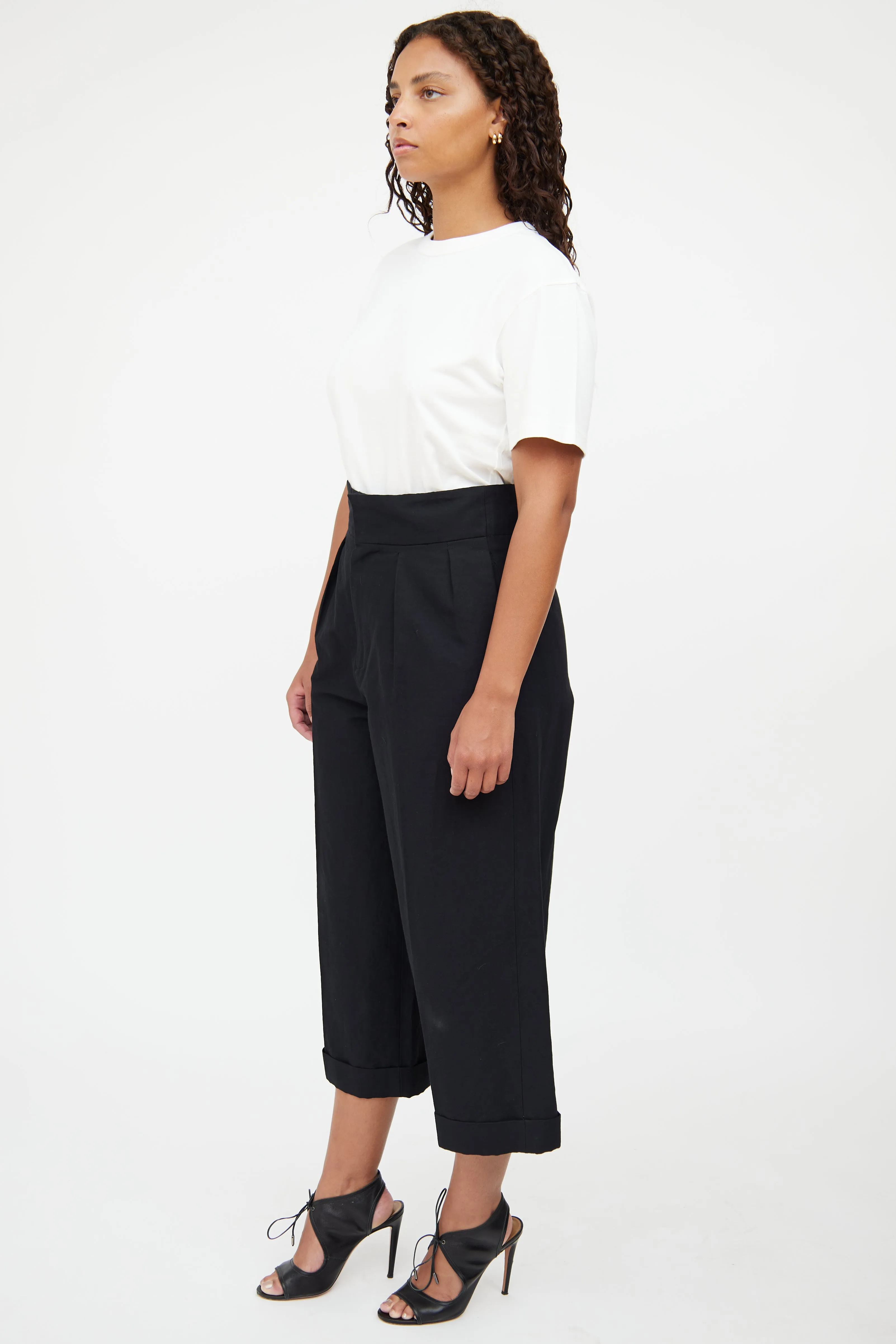 Black Pleat High Waist Pant