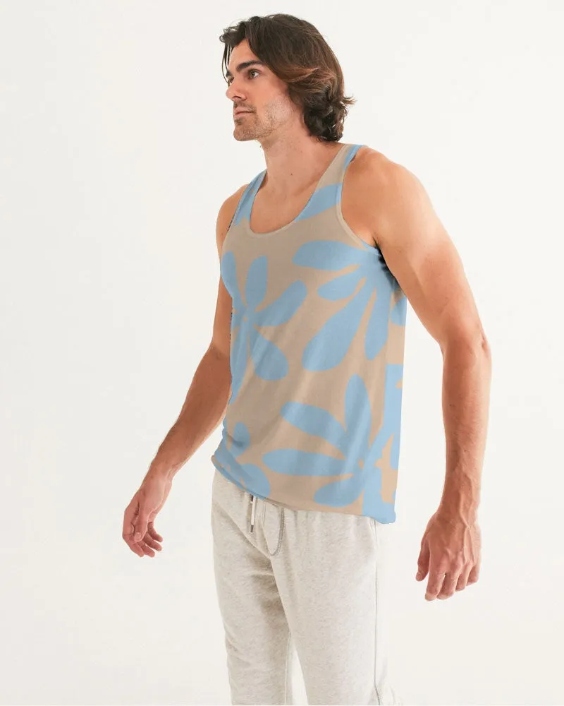 Blue & Brandy Abstract Flowers Men's Tank