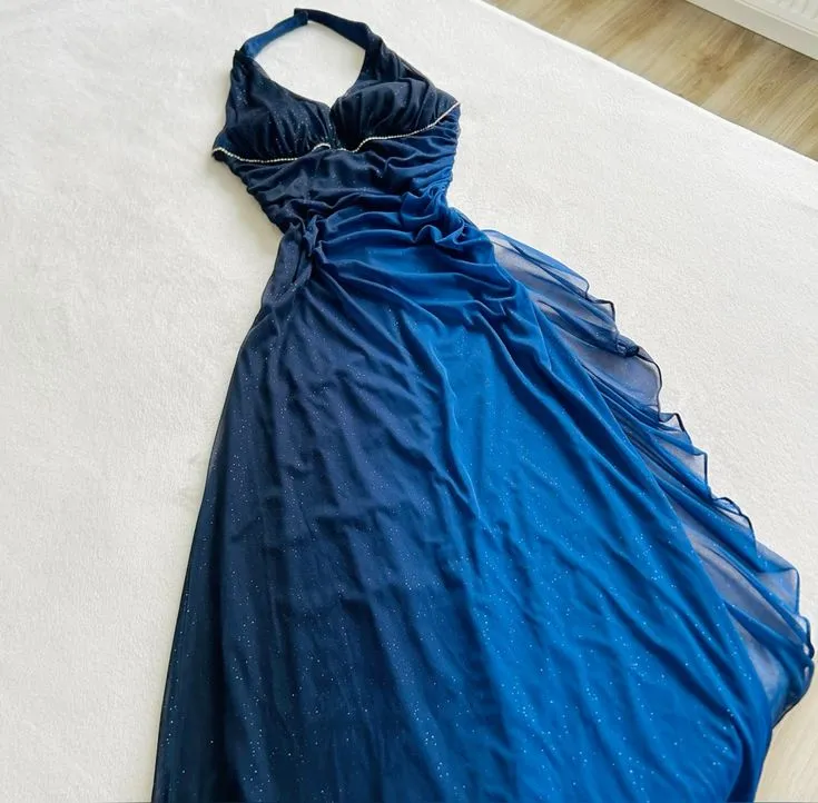 Blue Shinny Party Prom Dresses Long Formal Dress     fg6944