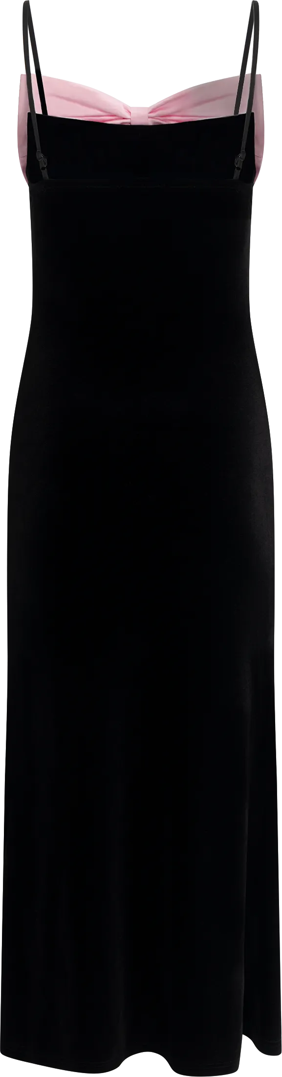 Bow-Down Velvet Slip Dress - Black