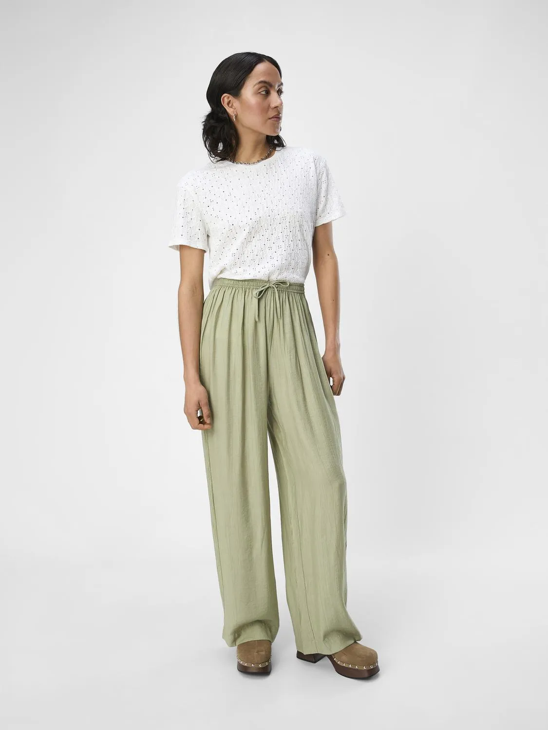 Catja Wide Leg Pants (Tea Green)