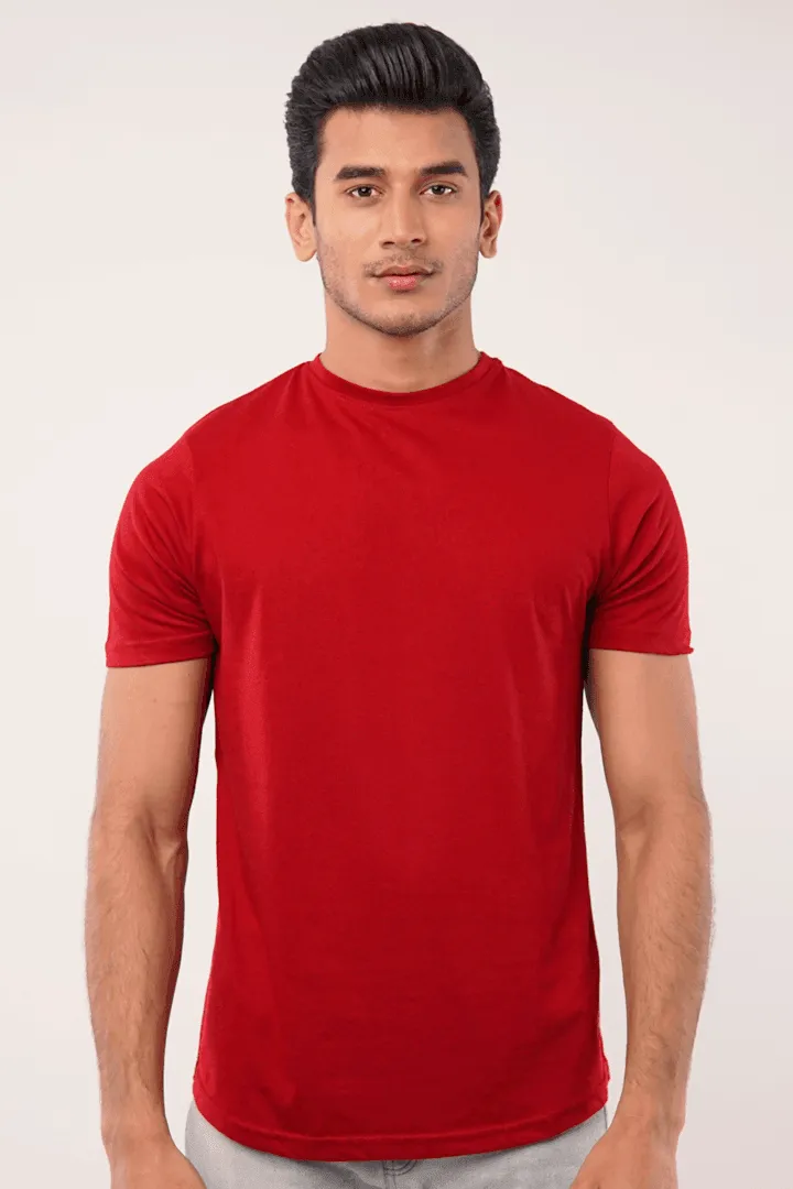 Cherry Crew Neck T-Shirt - Maroon