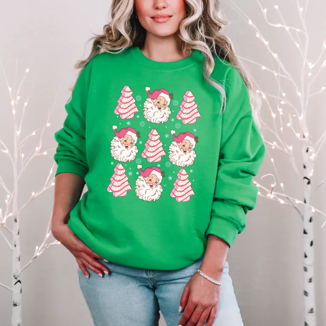 Christmas Cake Santa Graphic Sweatshirt (Ships In 2-3 Weeks)