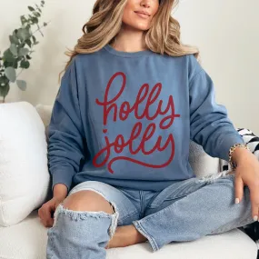 Comfort Colors Christmas Sweatshirt, Holly Jolly Crewneck, Gift for Her, Christmas Gift, Christmas Pullover, Holly Jolly Comfort Colors