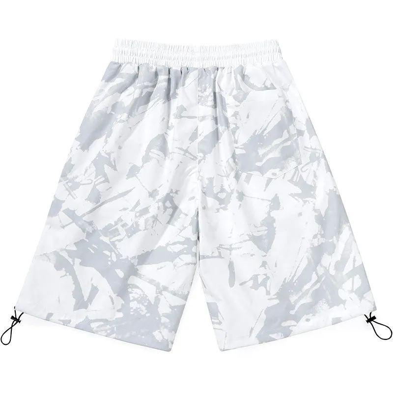 Contrast Color Letter Print Loose Casual Shorts