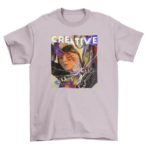 Creative Broken Glass PSD T-Shirt