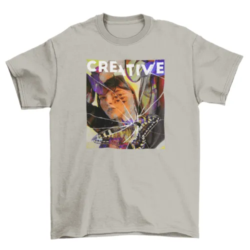 Creative Broken Glass PSD T-Shirt