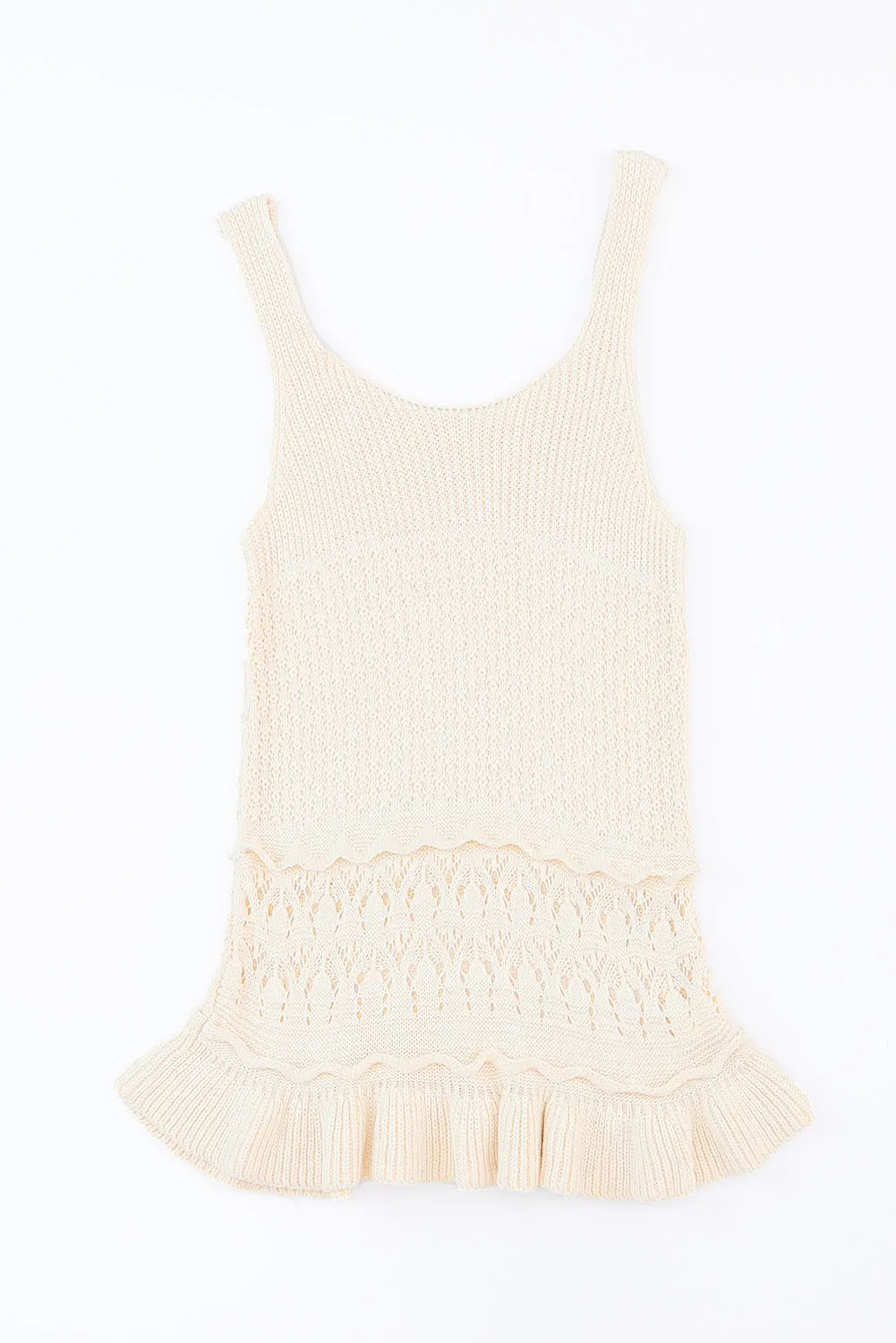 Crochet Ruffled Hem Knitted Vest