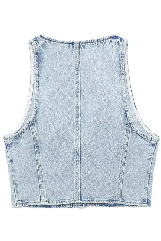 Crop Denim Vest